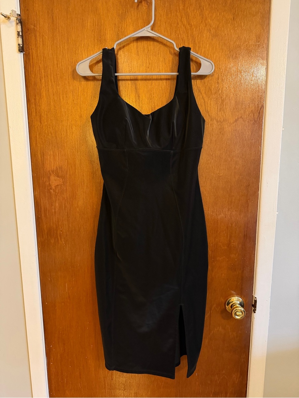 Shapewear Faux Nubuck Bodycon Sculpting Slit Midi Dress